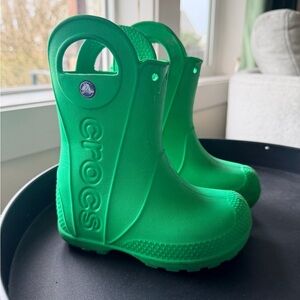 CROCS Kids Bright Green Rain Boots